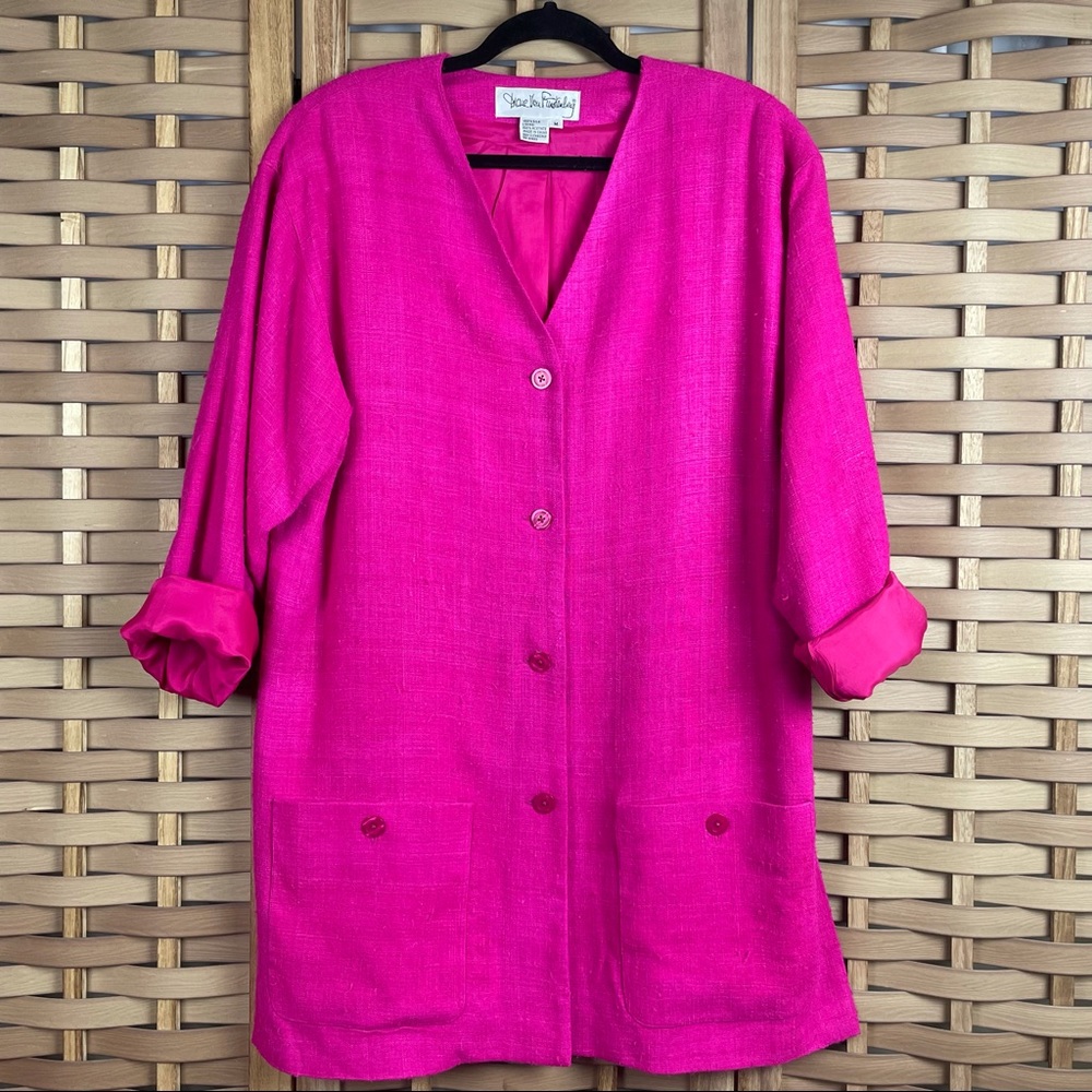 DIANE VON FURSTENBERG 80s 90s Vintage 100% Silk Popcorn Tweed Relaxed Fit Blazer